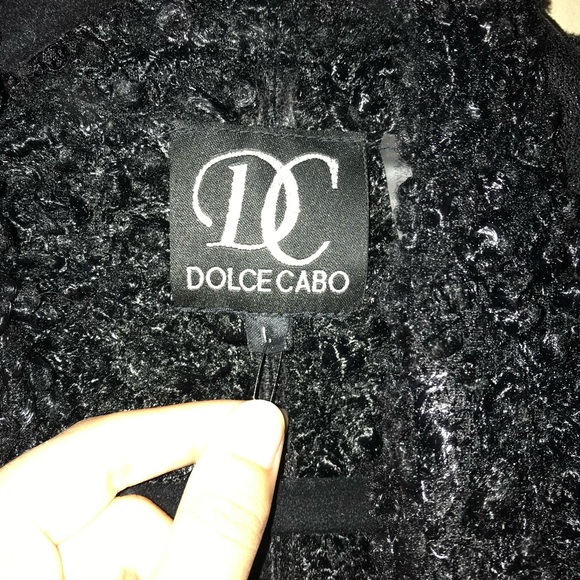 Dolce Cabo Black Vegan Leather/Shearling Open Vest - Picture 6 of 8